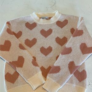 Wild Fable Heart Pattern Sweater - Cream and Brown